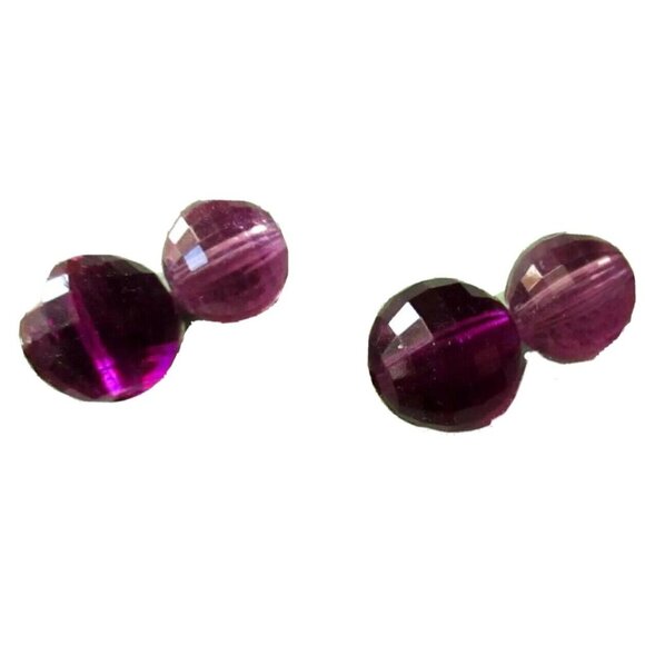 Vintage Purple Clip-On Earrings By Galsheim With Faceted Beads - Picture 2 of 4